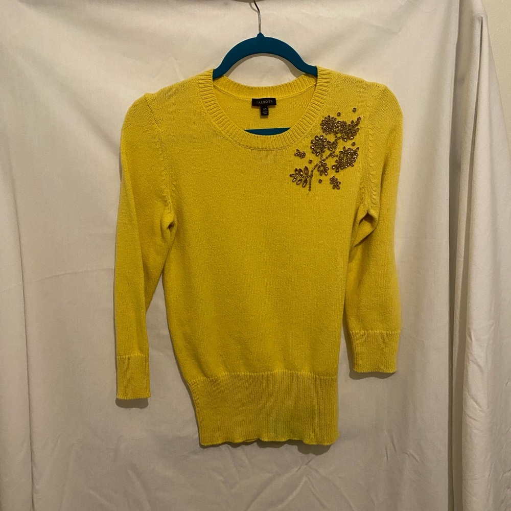 Talbots Yellow Top with Beads